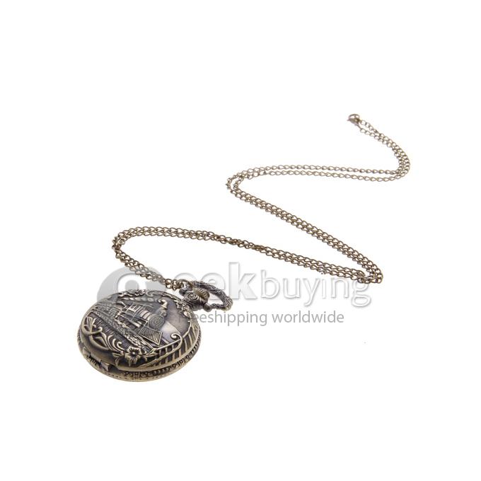 Unisex Retro Train Style Alloy Analog Quartz Pocket Watch - Bronze