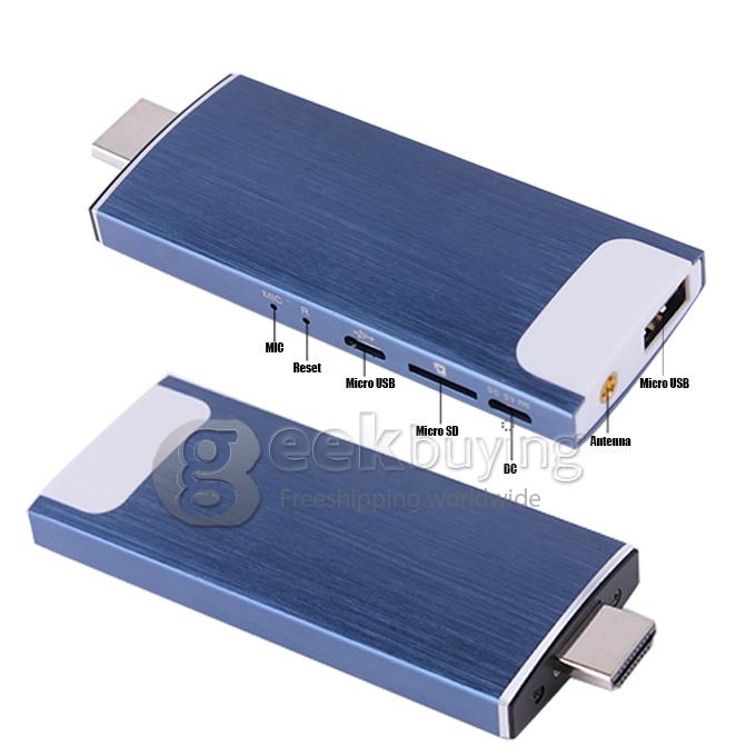GK525 RK3188T Quad Core 1.4Ghz Android 4.2.2 OS Mini TV BOX Dongle 2G/8G Bluetooth 2.0MP Camera Microphone External Wifi Antenna - Blue