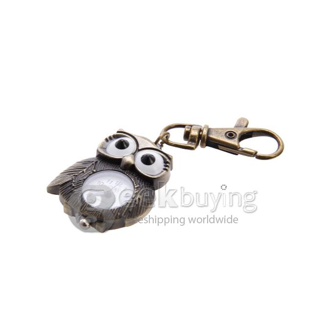 Retro Owl Style Unisex Alloy Analog Quartz Keychain Watch - Bronze