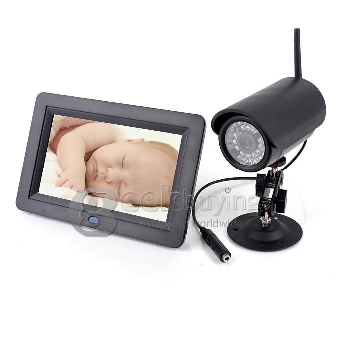 ZJ1285-DVR4 1CH 7 Inch 2.4GHz Wireless Night Vision Camera Monitor System for Office/Baby DVR Monitoring (US Plug) Black