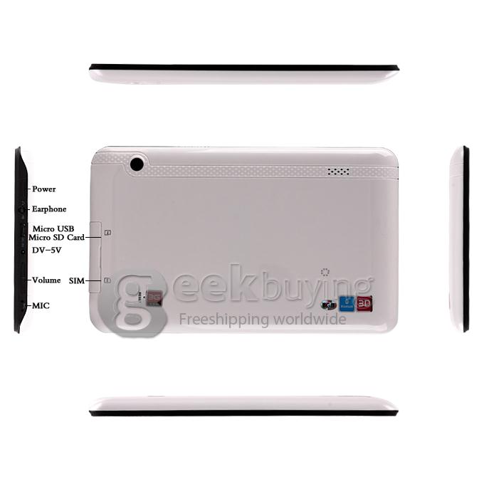 T16 Allwinner A13 1.0GHz 7 inch Tablet PC Phablet Android 4.0 Capacitive Touch Screen 800*480 512MB/8G Bluetooth - White