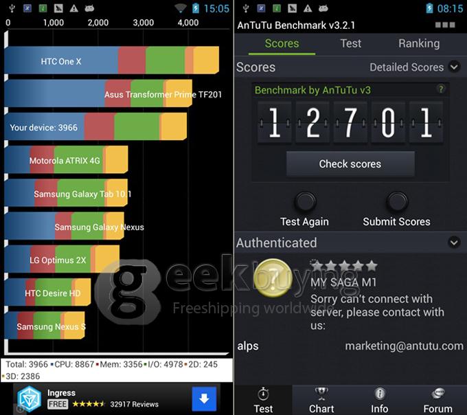 MYSAGA M1 4.5Inch IPS HD Screen MTK6589 Quad Core Smartphone 1GB/4GB 12.6MP Camera Android 4.2 OS 3G/GPS - Black