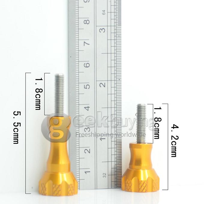 High Quality & Precision CNC Machining Thumb Knob Aluminum Alloy Bolt Nut Screw Kit For Gopro Hero 4 / 3 / 2 / 1 KEECOO SJCAM (Gold)