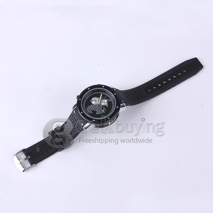 FUYATE 2139 Silicone Strap Mechanical Automatic Wrist Watch with 3 Mini Dial for Male - Black
