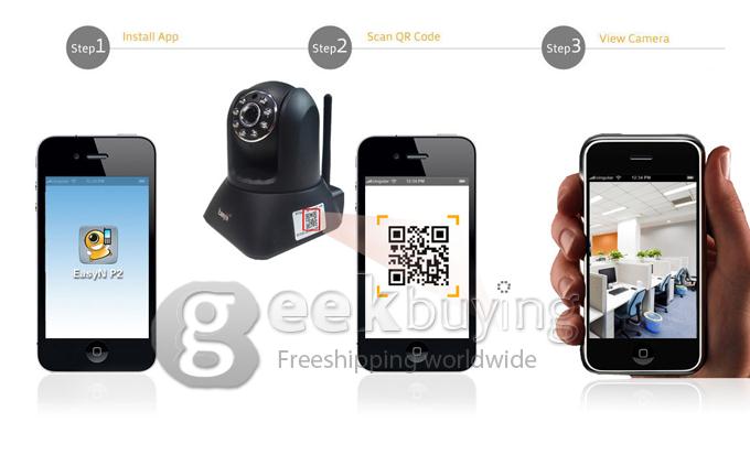 Indoor EasyN F3-M187 P2P 1/4 CMOS 300,000 Pixel 3.6mm Lens IR Night Wireless IP Camera for iPhone Android Phone