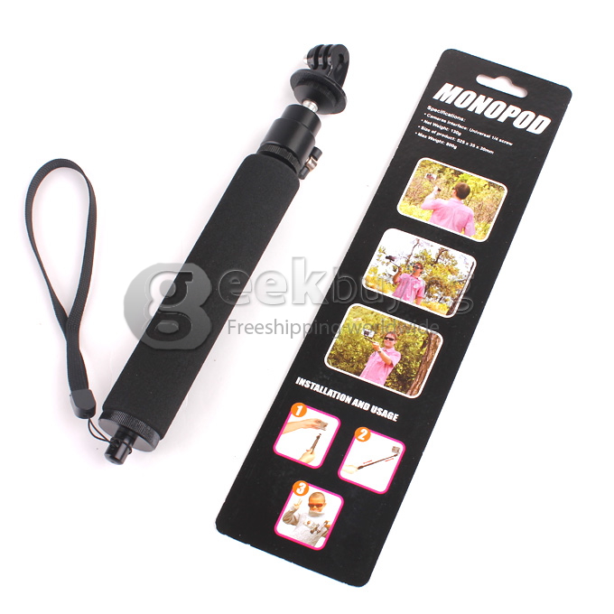 Outdoor Stainless Extendable Handheld Monopod with Tripod Mount Adapter for Gopro Hero 3 3+ - Black
