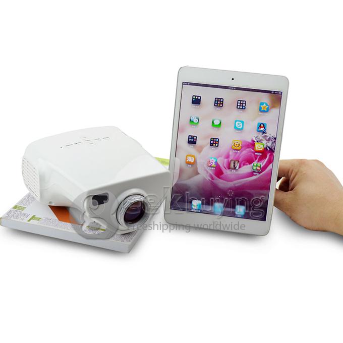 E03 Portable 320*240 Pixels 50 Lumens LED Projector with LCD for Family Education Business White
