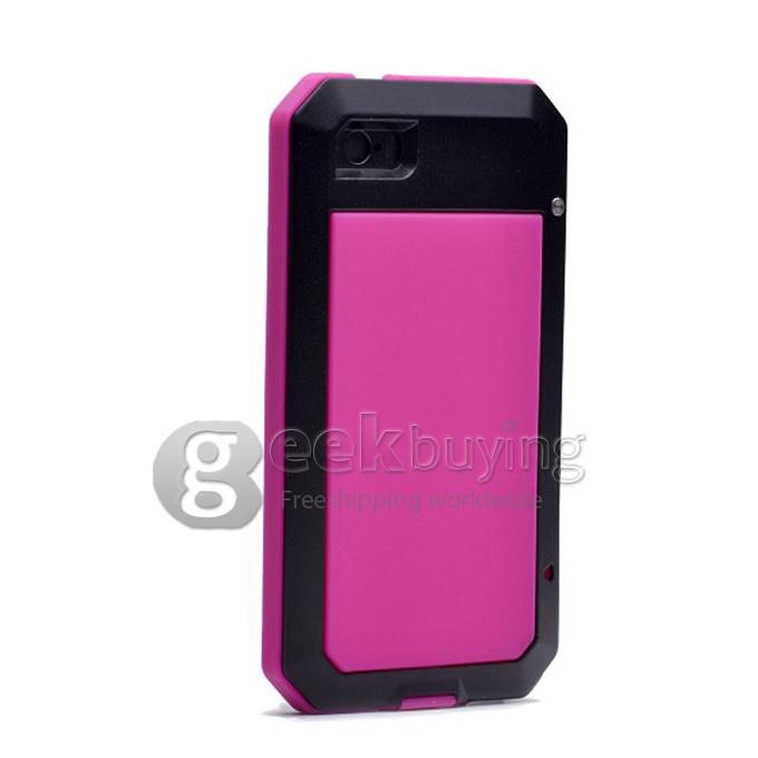 PEPK Extreme Aluminum Metal Shockproof Cover Case with Gorilla Glass for iPhone 5C - Black/Rose
