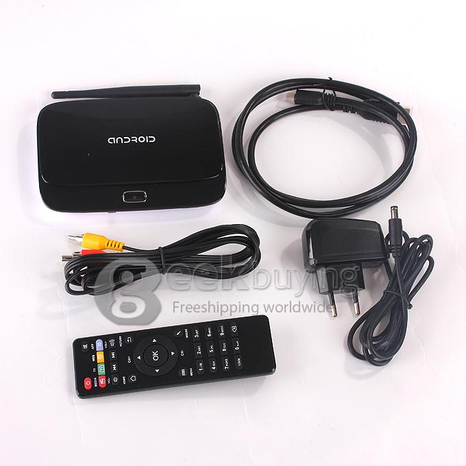 GK320 RK3066 Dual Core ARM Cortex-A9 Google Android 4.1.1 OS Mini TV BOX 1G/4G IR Remote External Wifi Antenna - Black