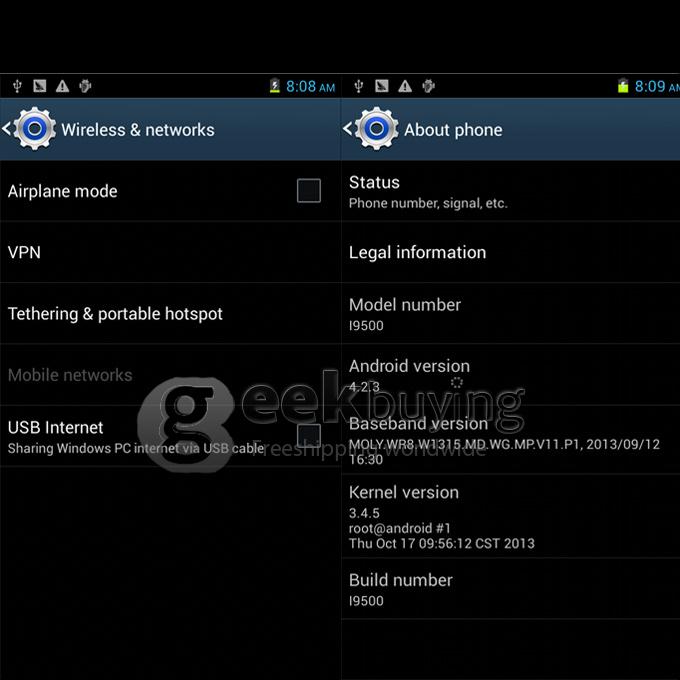 M Pai I9500 + 5.0inch QHD MTK6582 Quad Core 1.3GHz Smart Phone Android 4.2 OS Back Camera 5.0MP 1G/4G 3G/GPS - Black