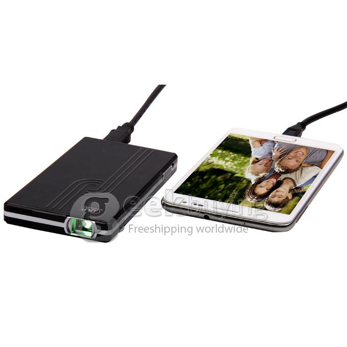 EPD03 Portable 640 * 480 Pixels 40 Lumens LED DLP Projector with 1800mAh Battery for Mobile Phone Tablet Computer Black