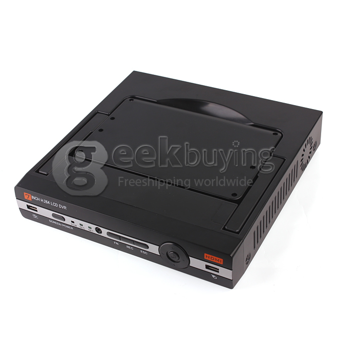 8CH DVR With 7 Inch Screen H.264, D1 Resolution, Support Iphone Android Phone PTZ Surveillance CCTV System - Black