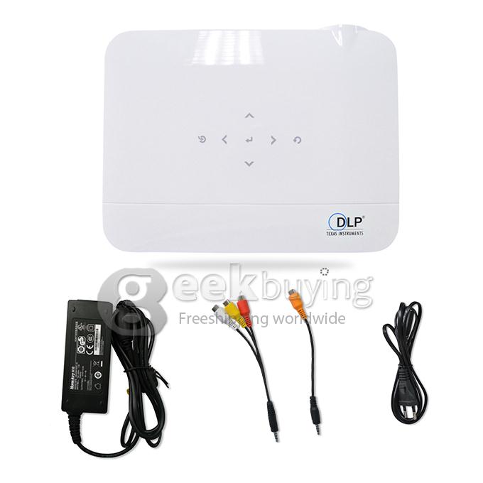 E05 Portable 1280*800 Pixels 500 Lumens LED DLP 3D Projector with HDMI for Family Education Business White