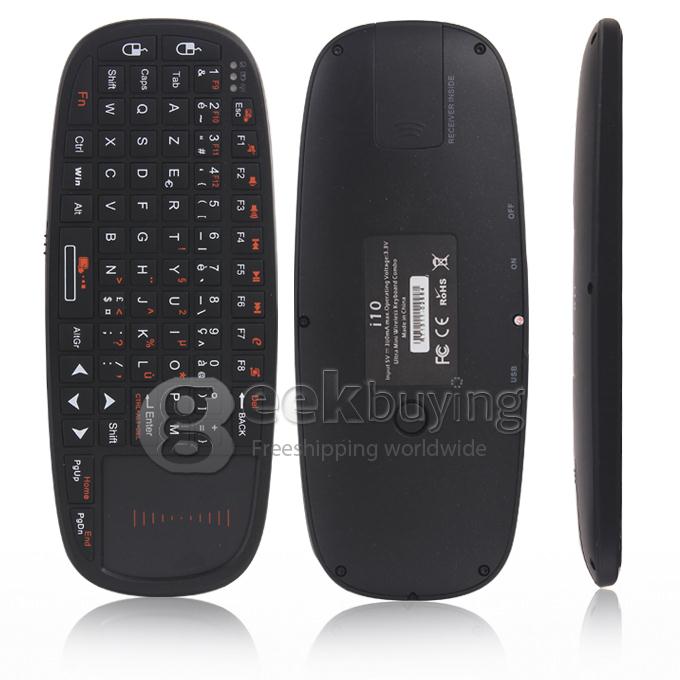 RII K10 2.4GHz Wireless mini AZERTY keyboard mouse touch pad French version Keyboard - Black