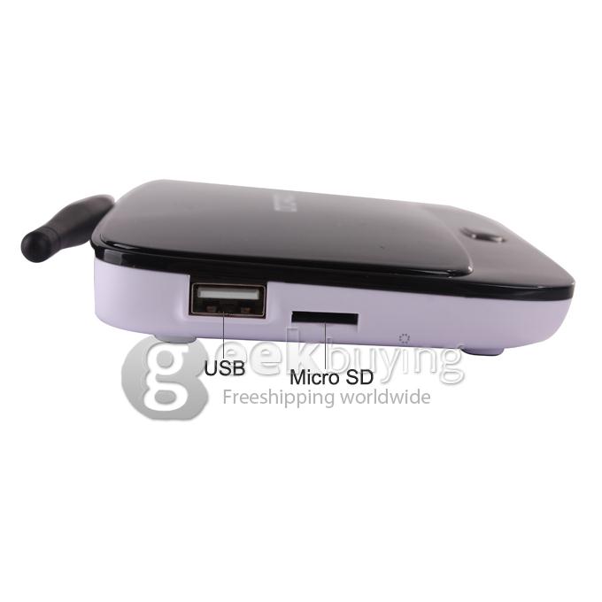 GK320 RK3066 Dual Core ARM Cortex-A9 Google Android 4.1.1 OS Mini TV BOX 1G/4G IR Remote External Wifi Antenna - Black