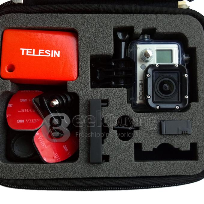 Telesin Three-dimensional Black Protective Travel Carry Bag Case for Gopro Hero 3+ /3 /2 /1 Camera & Gopro Accessories - Medium