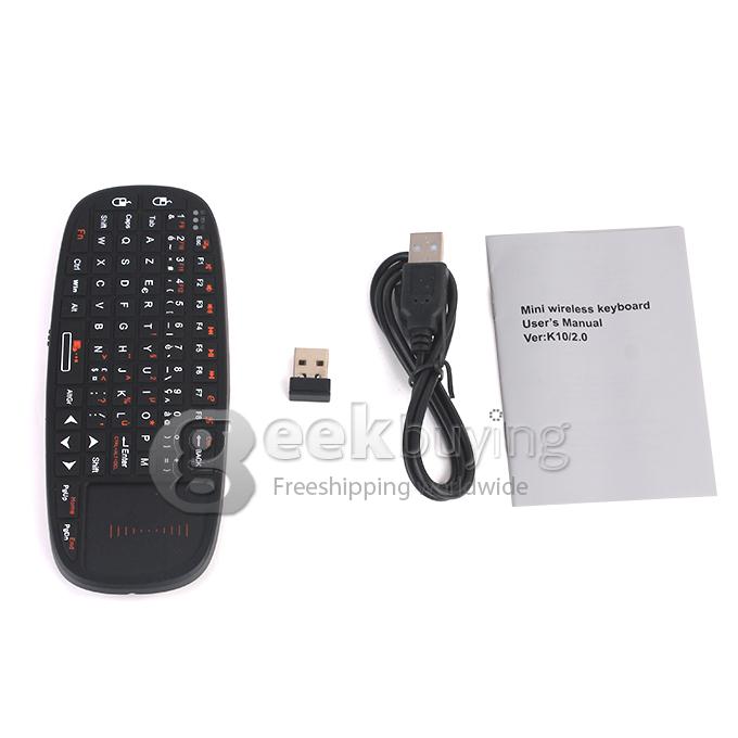 RII K10 2.4GHz Wireless mini AZERTY keyboard mouse touch pad French version Keyboard - Black