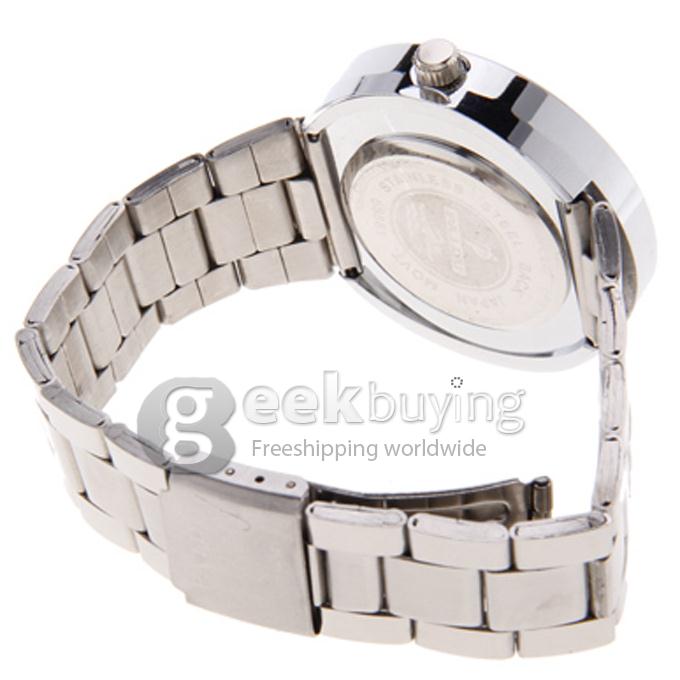 PaiDu Rotation Silver Steel Watchband Round Dial Quartz Men's Wrist Watch - Black