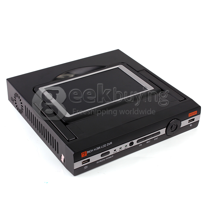 8CH DVR With 7 Inch Screen H.264, D1 Resolution, Support Iphone Android Phone PTZ Surveillance CCTV System - Black