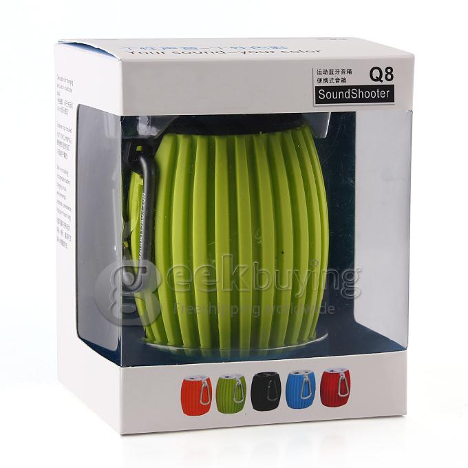Portable Q8 Stereo Audio HiFi Outdoor Sports Wireless Mini Bluetooth Speaker with MIC/TF Card/USB for CellPhone/Tablet Green