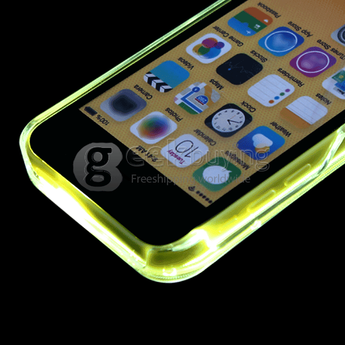 New Sense Paintable Coil LED Flash Light Hard Case Cover for iPhone 5C - Yellow