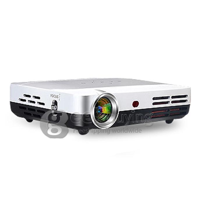 E05 Portable 1280*800 Pixels 500 Lumens LED DLP 3D Projector with HDMI for Family Education Business White