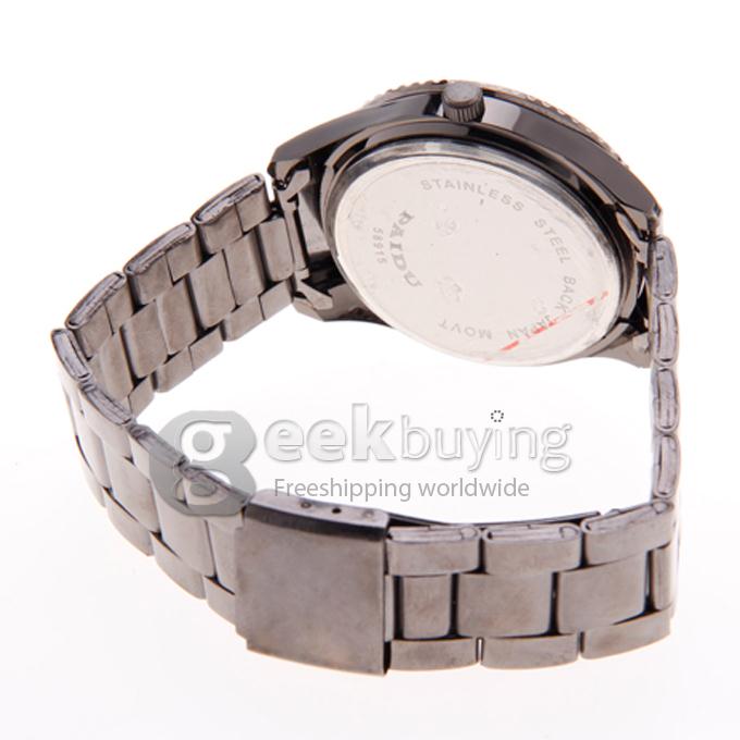 Paidu Black Steel Band Analog Quartz Men's Wrist Watch - White