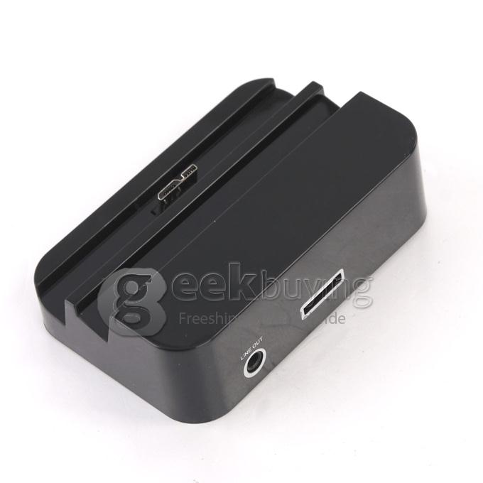 New Charging and Data Transfer Wall Charger Dock Charger with Audio Output Port for Samsung Galaxy Note 3 Ⅲ - Black