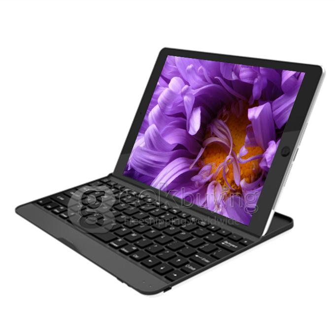 Metal Aluminum Bluetooth Wireless Keyboard Case Cover for Apple iPad 5 iPad Air - Black
