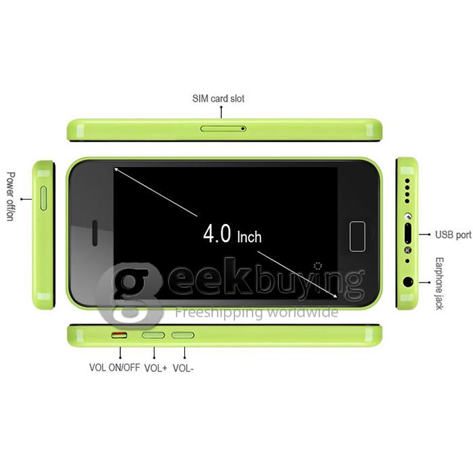 I5C 4.0Inch MTK6572M Dual Core 1.3GHz Smartphone WVGA Capacitive Screen 512MB+4G+2GB 2.0MP Camera Android 4.2 Wifi/GPS - Blue