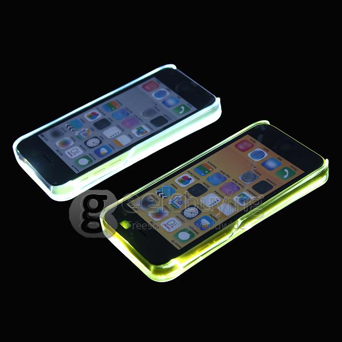 New Sense Paintable Coil LED Flash Light Hard Case Cover for iPhone 5C - Yellow