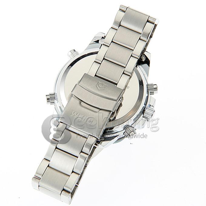 WEIDE WH-1104 Double Movement Multi-function Casual Watch with Steel Watchband - Yellow