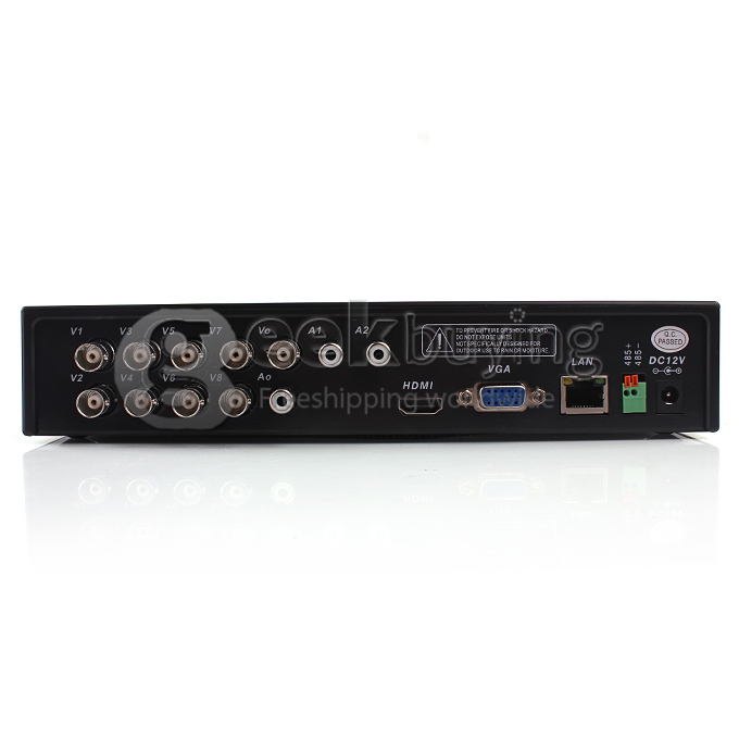 8CH DVR With 7 Inch Screen H.264, D1 Resolution, Support Iphone Android Phone PTZ Surveillance CCTV System - Black