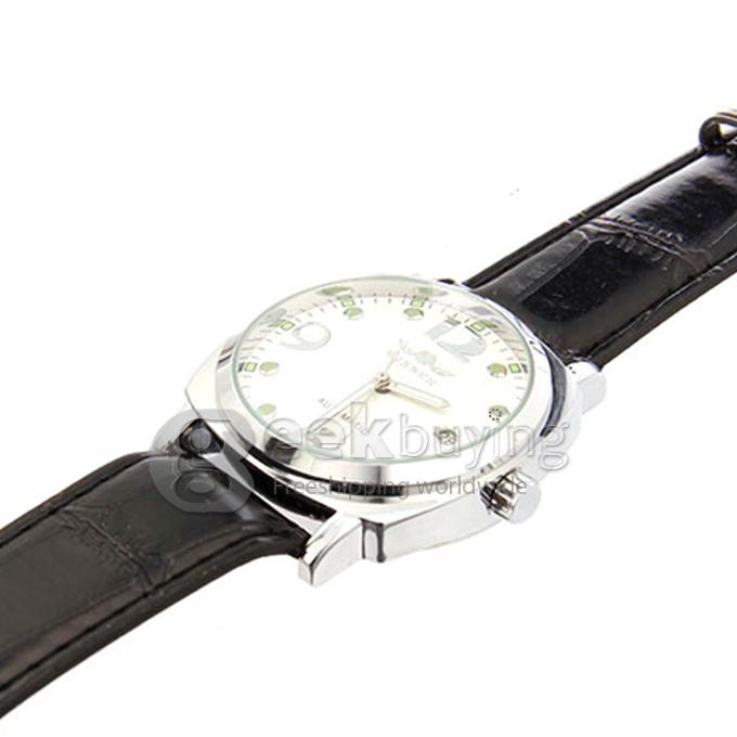 Winner PU Analog Mechanical Men's Casual Watch - White