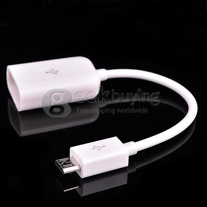 Micro USB Male to USB 2.0 Female OTG Host Cable Adapter for Samsung Smartphone Google Nexus 5 Sony - White