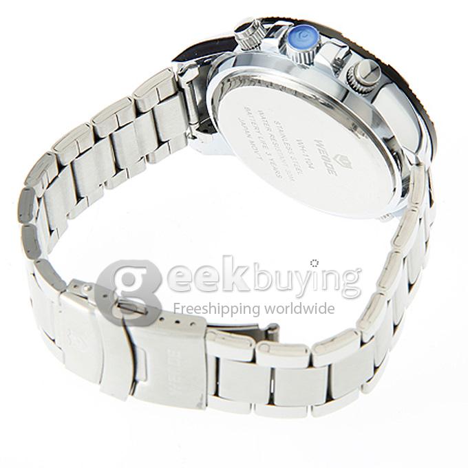 WEIDE WH-1104 Double Movement Multi-function Casual Watch with Steel Watchband - Blue
