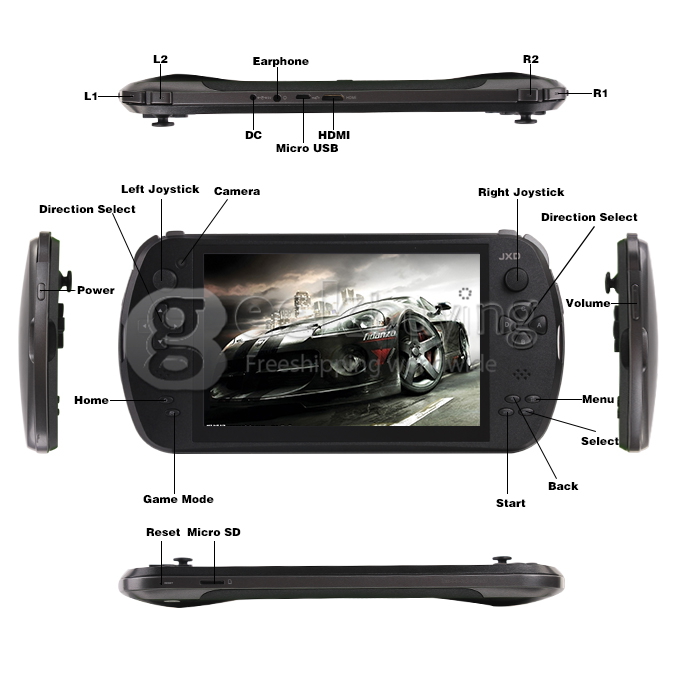 JXD S7800B 2GB/16GB RK3188 7 inch Android Game Tablet PC GamePad Android 4.2 Quad Core Handheld Game Console IPS Capacitive Touch Screen 1280*800 for Paypal
