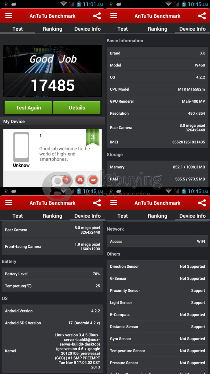 W450 4.5inch FWVGA Capacitive Screen MTK6582 Quad Core Smartphone 1G/4G 8.0MP Camera Android 4.2 OS 3G/GPS with Free Case - Pink