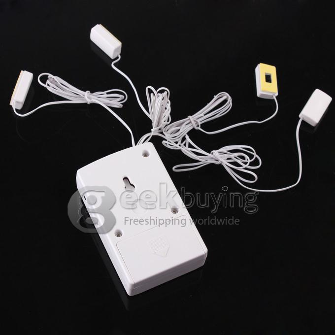120dB Wired Anti-Theft Exhibit Alarm Security with Four Sensors for Cell Phone Camera Laptop MP5 - White