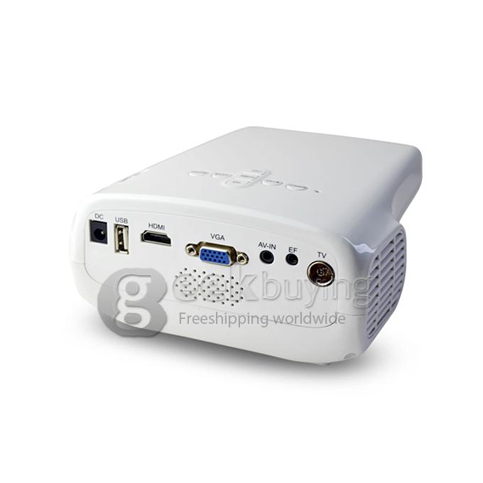 E03 Portable 320*240 Pixels 50 Lumens LED Projector with LCD for Family Education Business White
