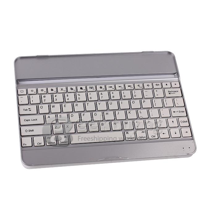 Metal Aluminum Bluetooth Wireless Keyboard Case Cover for Apple iPad 5 iPad Air - Silver