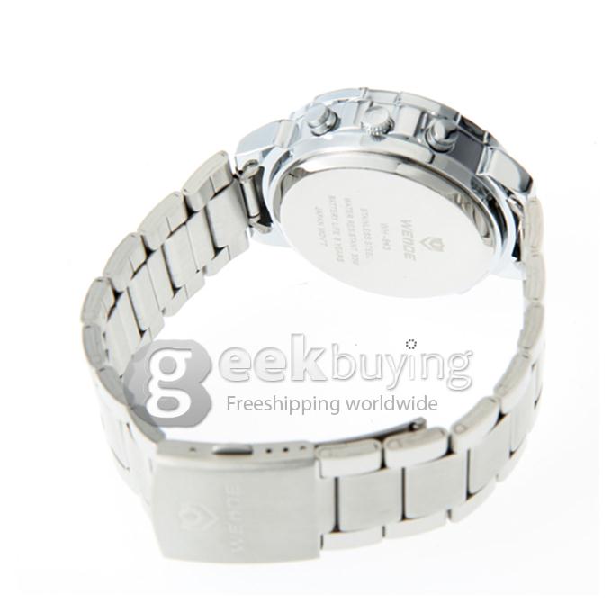 WeiDe WH-843 Analog and Digital Dual-Display Men's Wrist Watch with Silver Steel Watchband - Green