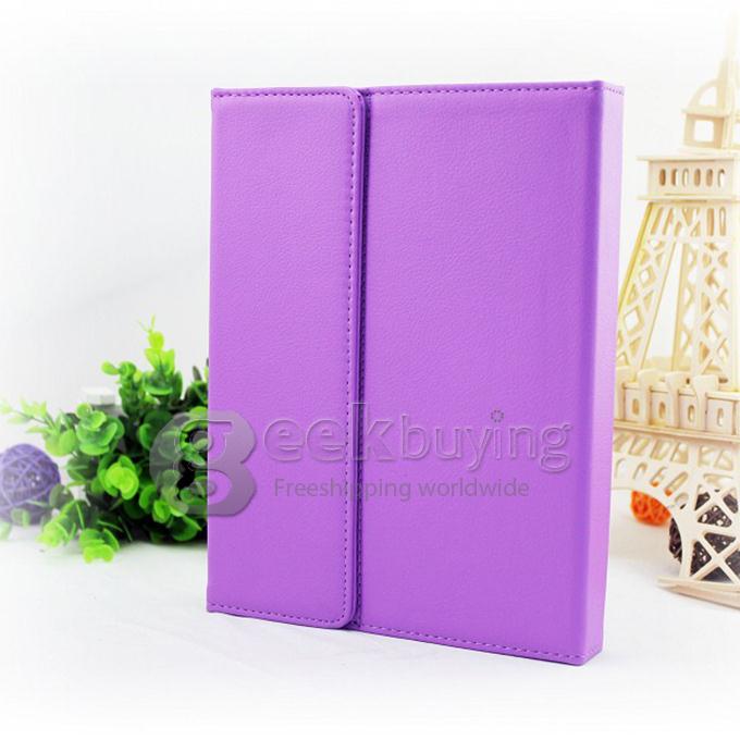 Bluetooth Silicone Keyboard Leather Cover Case for Apple iPad 5 iPad Air - Purple