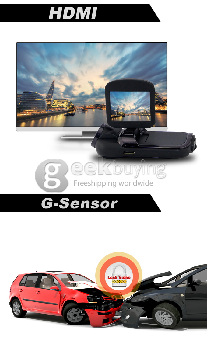 Car DVR F8000 Ambarella H.264 1080P 1920*1080P 30fps 2.0 Inch Screen 140 Degrees Wide Angle Lens with Night Vision and Motion Detection