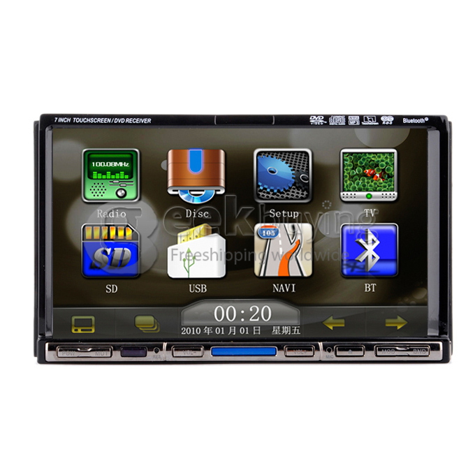 7 Inch 16:9 HD Digital Screen 800*480 2Din Slide Panel Design Car DVD Player(GPS,FM,Bluetooth,AV,TV,For IPOD,MP3)