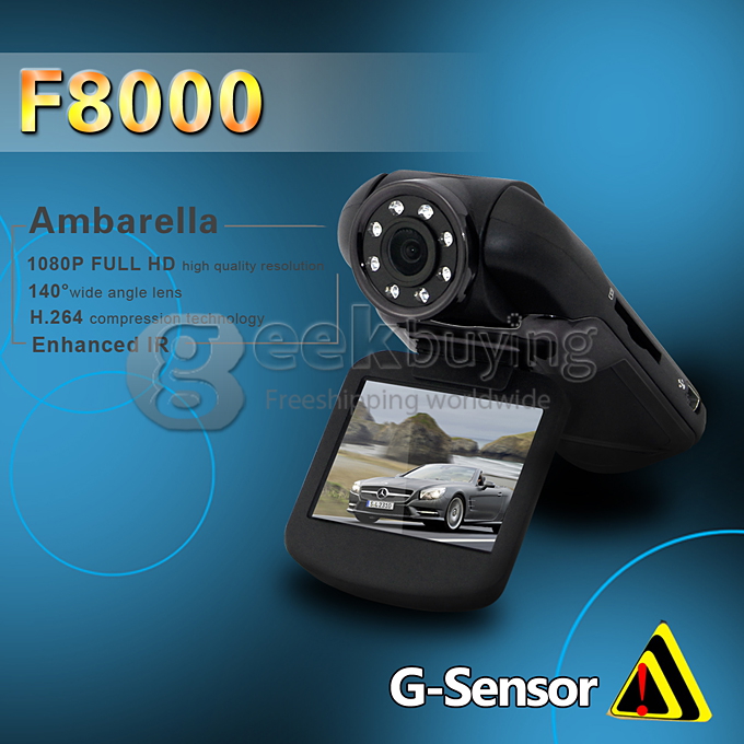 Car DVR F8000 Ambarella H.264 1080P 1920*1080P 30fps 2.0 Inch Screen 140 Degrees Wide Angle Lens with Night Vision and Motion Detection
