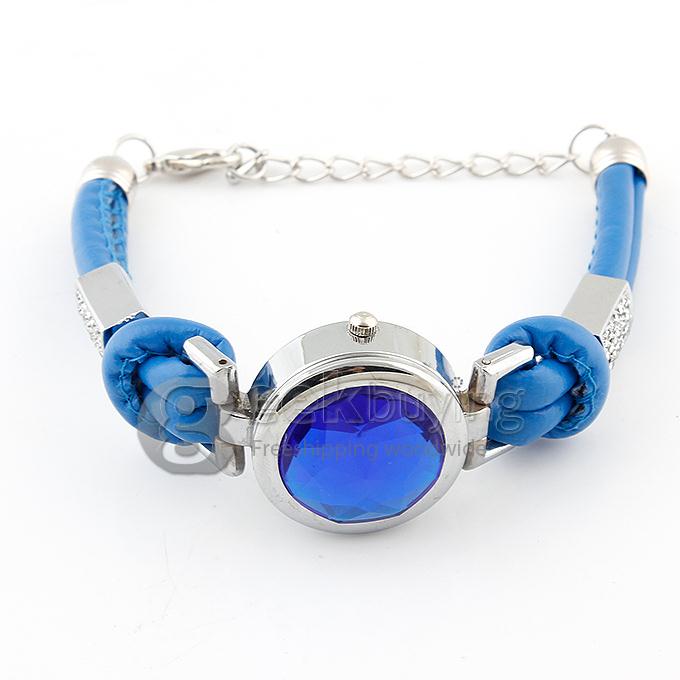 LC Crystal Women's Watch Rotation Silver Round Dial Quartz Wrist Wacth - Blue