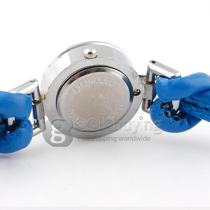 LC Crystal Women's Watch Rotation Silver Round Dial Quartz Wrist Wacth - Blue
