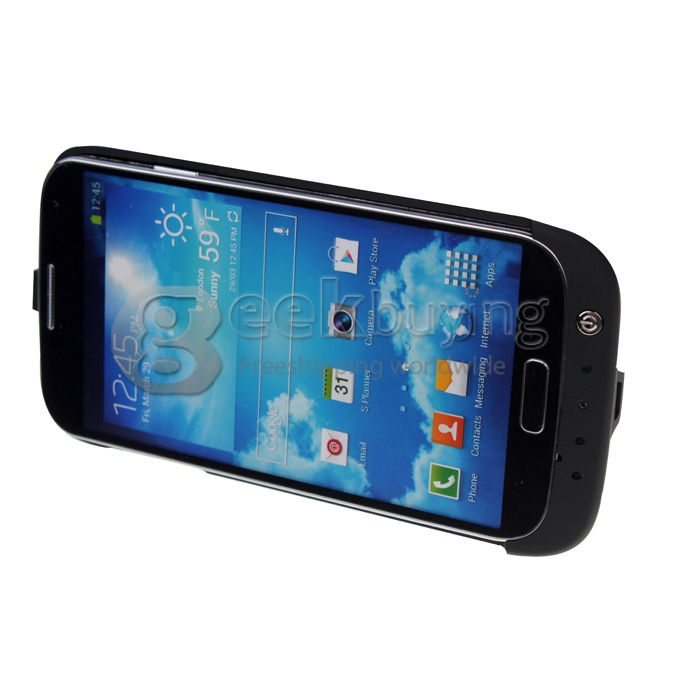 3200mAH External Backup Battery Charger Case with Stand for Samsung Galaxy S4 i9500 - Black
