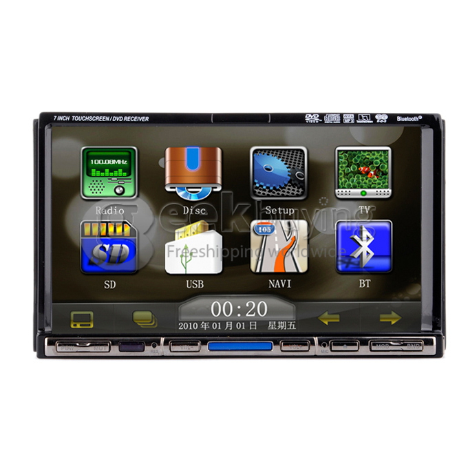 7 Inch 16:9 HD Digital Screen 800*480 2Din Slide Panel Design Car DVD Player(FM,Bluetooth,AV,TV,For IPOD,MP3)